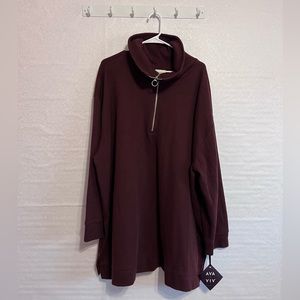 Ava & Viv ZIPPER PULLOVER MAROON SWEATER